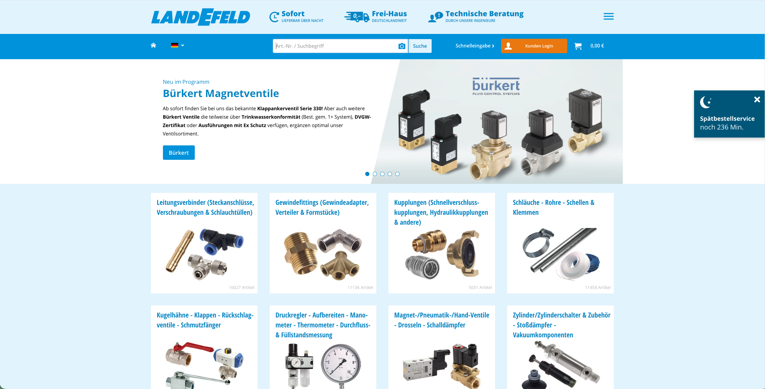 E-Commerce-Shopoberfläche Landefeld – B2B-Plattform