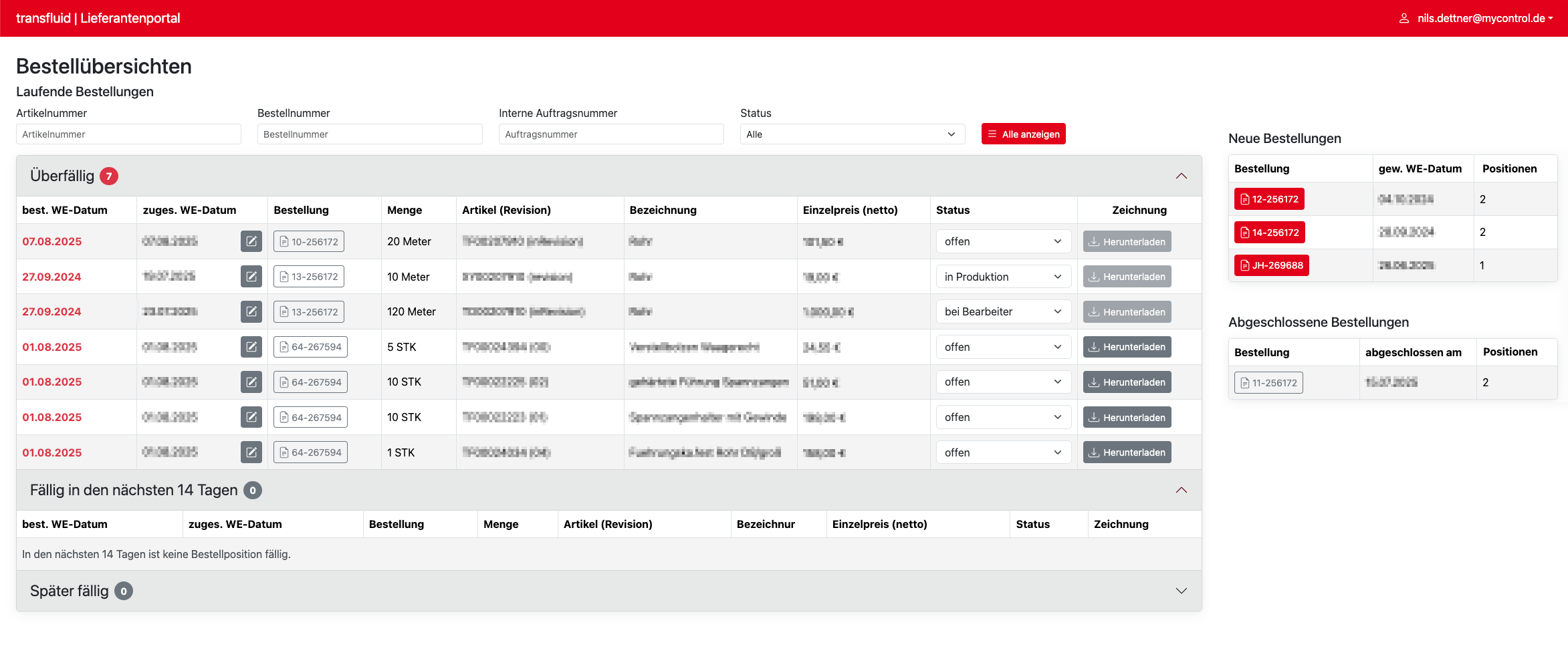 Transfluid Lieferantenportal
